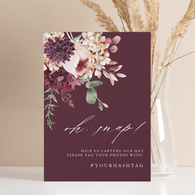 Autumn Romance Floral Burgundy Oh Snap Signcard Einladung (Von Creator hochgeladen)