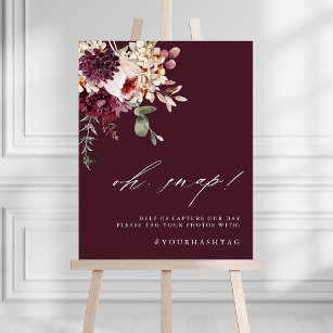 Autumn Romance Floral Burgundy Oh Snap Signy Poster