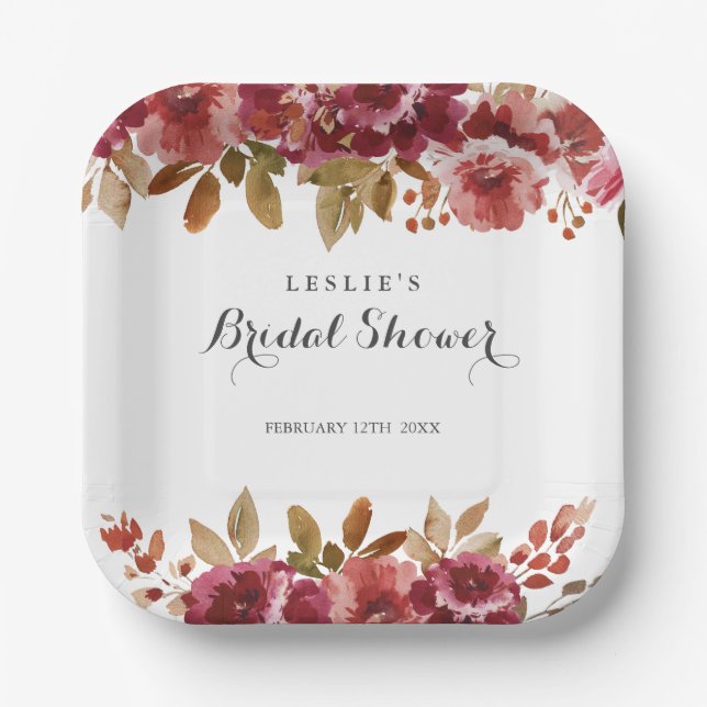 Autumn Rustic Brunch & Bubbly Bridal Shower Pappteller (Vorderseite)