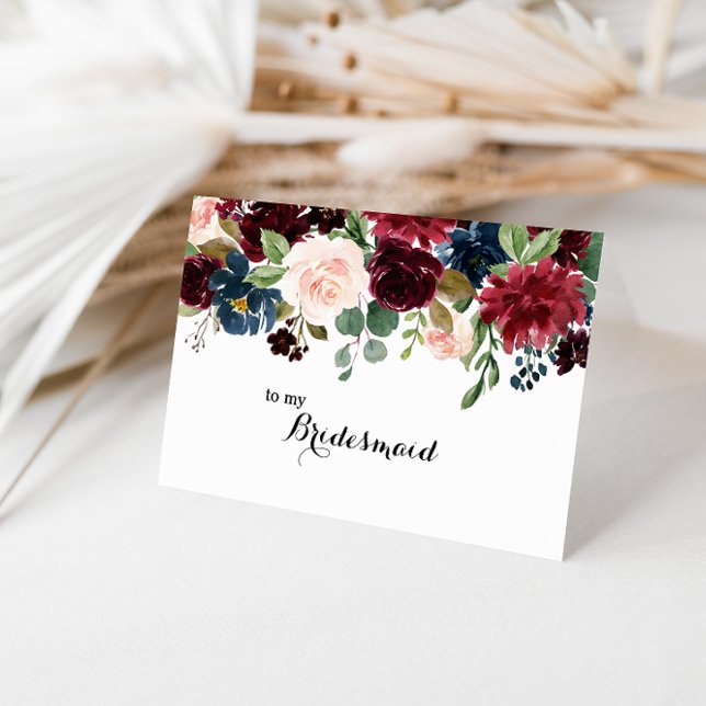 Autumn Rustic Burgundy Bridesmaid Vielen Dank Dankeskarte (Von Creator hochgeladen)