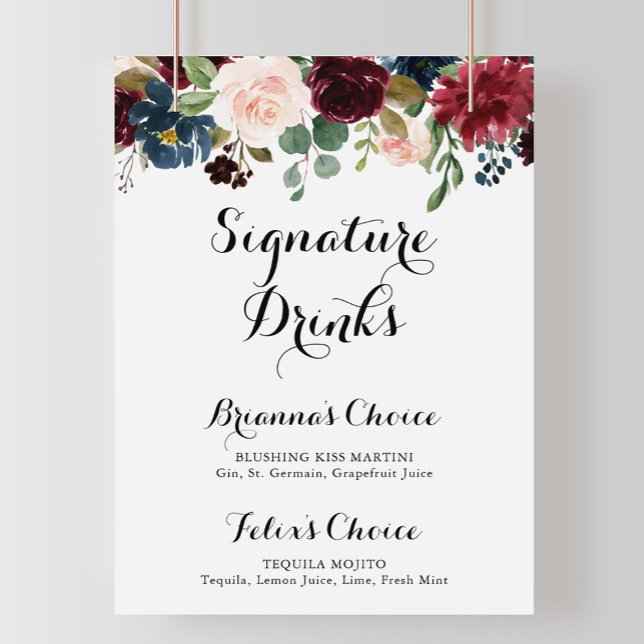 Autumn Rustic Calligraphy Signature Drinks unterze Poster (Von Creator hochgeladen)