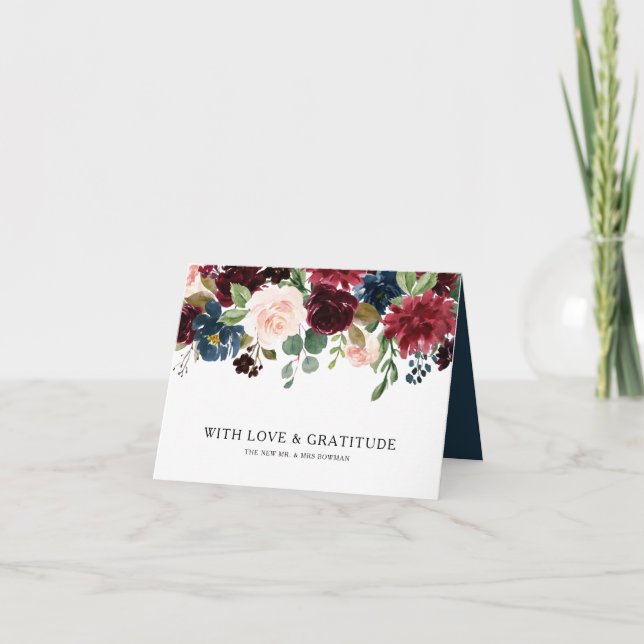 Autumn Rustic Dazzling Burgundy Vielen Dank Dankeskarte (Vorderseite)