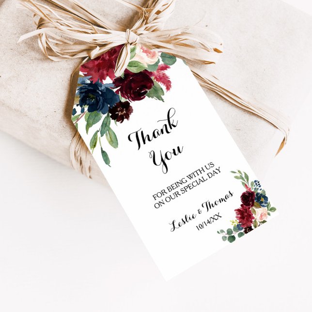 Autumn Rustic Dazzling Burgundy Vielen Dank Geschenkanhänger (Von Creator hochgeladen)