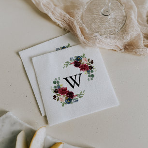 Autumn Rustic Modern Calligraphy Monogram Wedding Serviette
