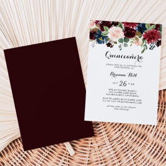 Autumn Rustic Modern Calligraphy Quinceañera Einladung