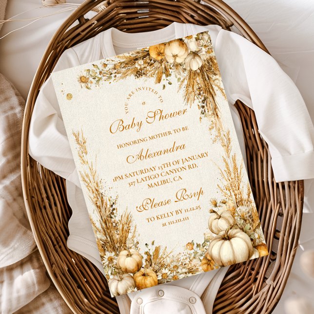 Autumn Rustic Pumpkin Baby Shower Einladung (Von Creator hochgeladen)