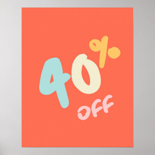 Autumn Sale Sign, Retail Store Signage, 40% Rabatt Poster