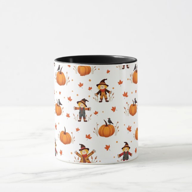 Autumn Scarecrow Pumpkin Muster Tasse (Zentrum)