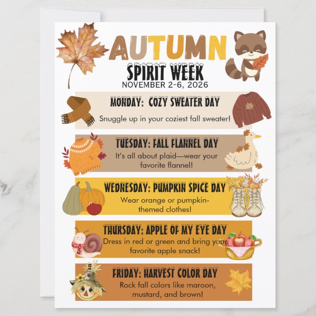 Autumn School Spirit Week Flyer  (Vorderseite)