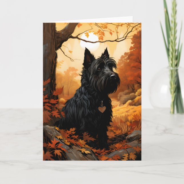 Autumn Scottish Terrier Karte (Vorderseite)