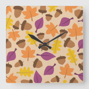 AUTUMN SEASON PATTERN QUADRATISCHE WANDUHR