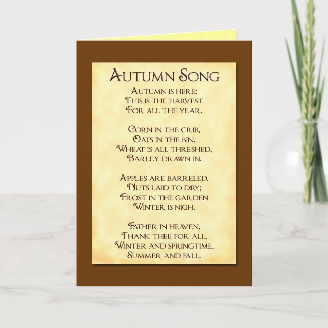 Autumn Song Erntedank Gedicht Grußkarten Feiertagskarte (Vorderseite)