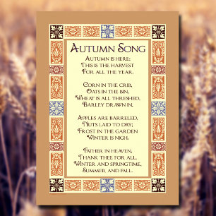 Autumn Song Erntedank Harvest Gedicht Poster