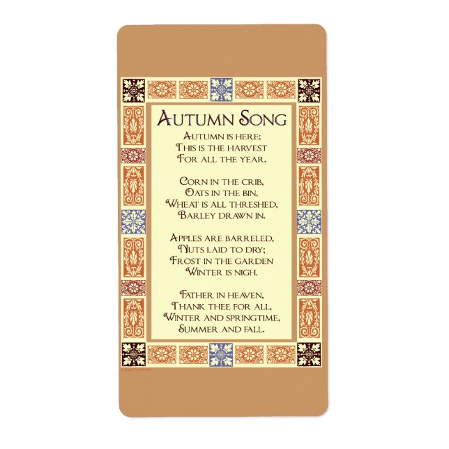 Autumn Song Erntedank Harvest Poem Sticker (Vorne)