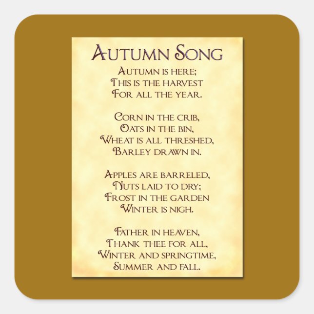 Autumn Song Erntedank Harvest Sticker (Vorderseite)