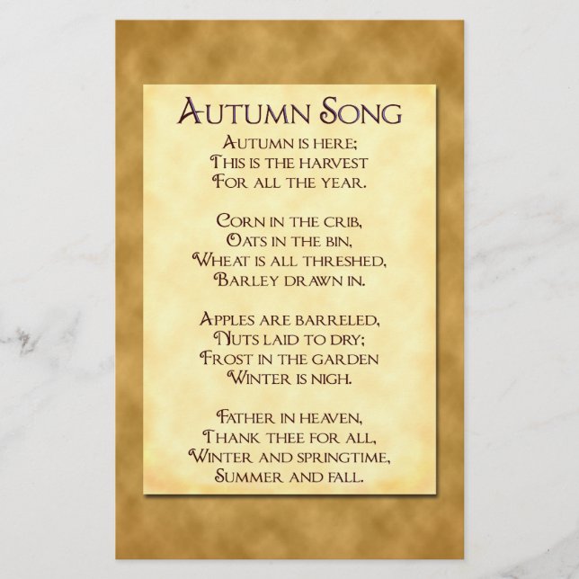 Autumn Song Harvest Gedicht Flyer (Vorne)
