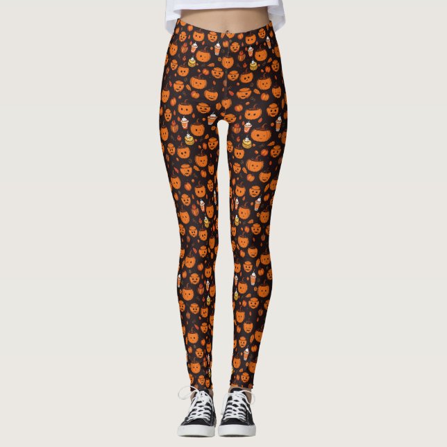 Autumn Spooky Pumpkin Pizzazz Party Leggings (Vorderseite)