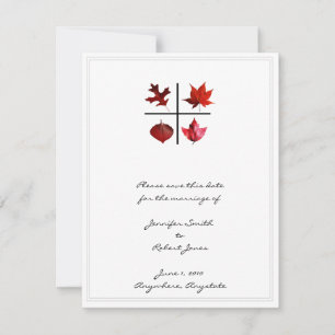 Autumn Square - Fall Leaf Design in Red Orange Save The Date