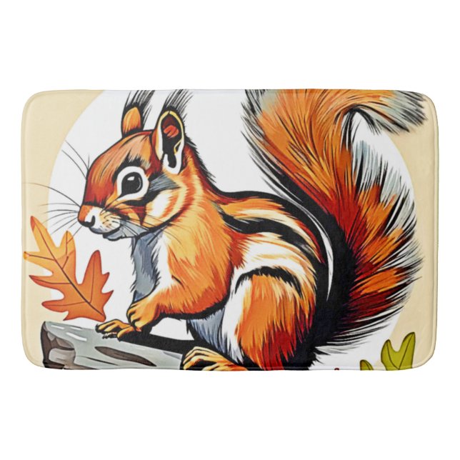 Autumn Squirrel Charm Design Badematte (Vorderseite)