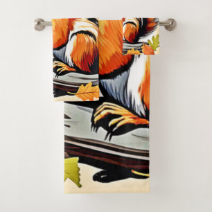 Autumn Squirrel Charm Design Badhandtuch Set
