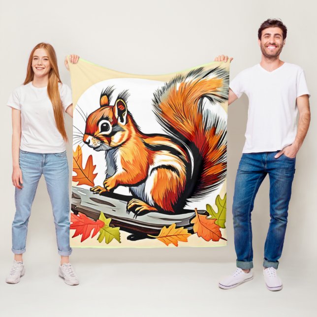 Autumn Squirrel Charm Design Fleecedecke (Beispiel)