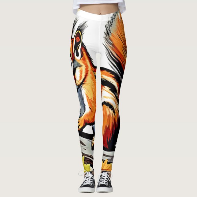 Autumn Squirrel Charm Design Leggings (Vorderseite)