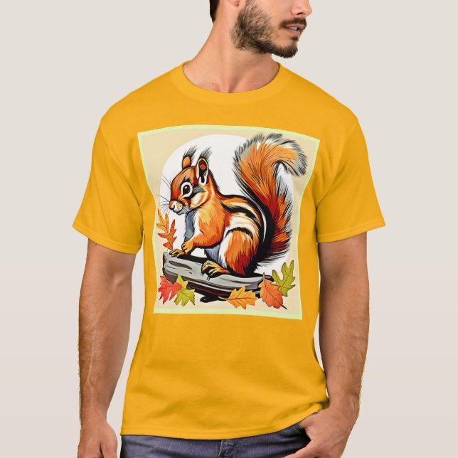 Autumn Squirrel Charm Design T-Shirt (Vorderseite)
