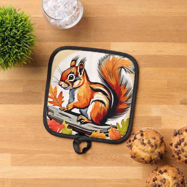 Autumn Squirrel Charm Design Topflappen (Oben Unten)