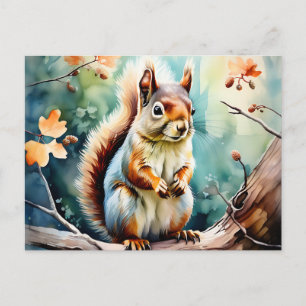 Autumn Squirrel Wassercolor Postkarte