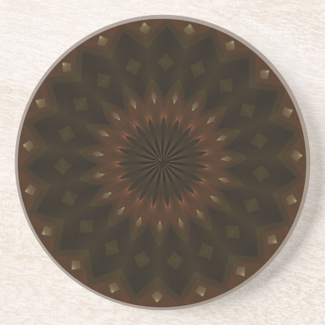 Autumn Star Kaleidoscope Mandala Sandstein Untersetzer (Vorne)