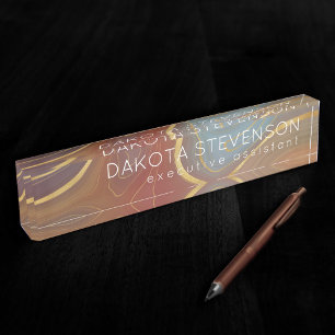 Autumn Strata Terra Cotta Aquamarin und Gold Aga Namensplakette