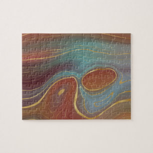 Autumn Strata   Terra Cotta Aquamarin und Gold Aga Puzzle