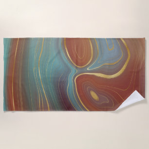 Autumn Strata Terra Cotta Aquamarin und Gold Aga Strandtuch