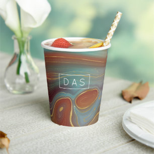 Autumn Strata Terra Cotta Aquamarin und Gold Mon Pappbecher