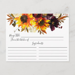 Autumn Sunflower Bouquet Floral Rezept Card Postkarte