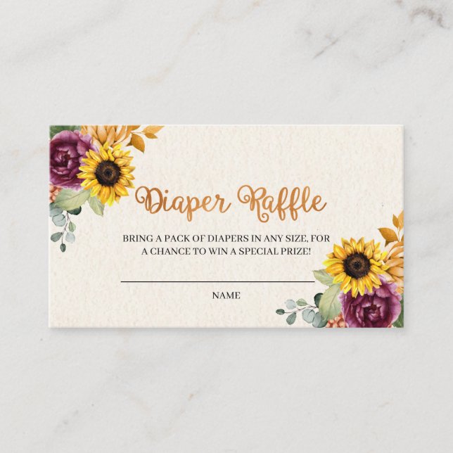 Autumn Sunflower Fall Diaper Umschließungskarte Begleitkarte (Vorderseite)