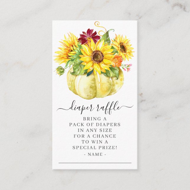 Autumn Sunflower Pumpkin Baby Dusche Windel Windel Begleitkarte (Vorderseite)