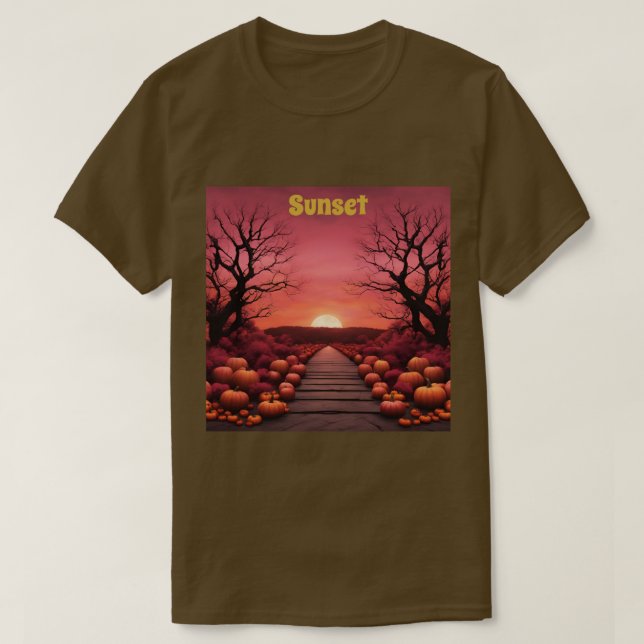 Autumn Sunset Pumpkins T - Shirt (Design vorne)