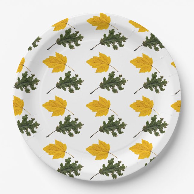 Autumn Symmetry Leaf Pattern Pappteller (Vorderseite)
