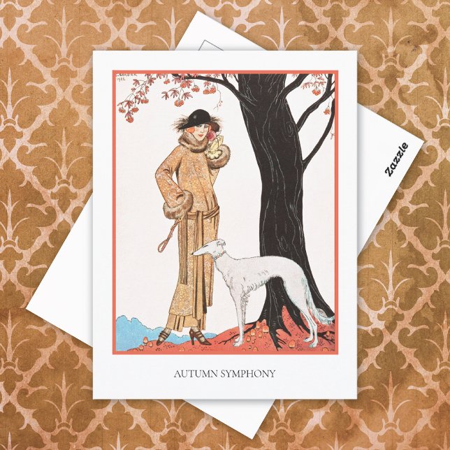 Autumn Symphony George Barbier Fashion Postcard Postkarte (Von Creator hochgeladen)