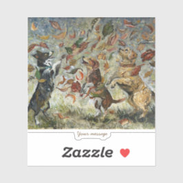 Autumn Tailwag Whimsical Golden Retriever Dogs Oil Aufkleber