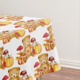 Autumn Teddy Bear and Mushroom Wonderland Tischdecke
