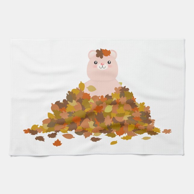 Autumn Teddybear 2 Geschirrtuch (Horizontal)