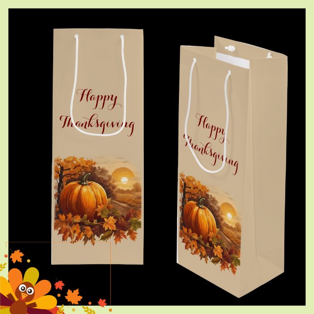 Autumn Thanksgiving Pumpkin Theme  Geschenktüte Für Weinflaschen (Von Creator hochgeladen)