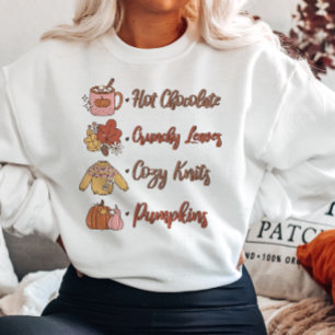 AUTUMN THEMA HEISSE CHOCOLATA KRUNCHY BLÄTTER COZY SWEATSHIRT