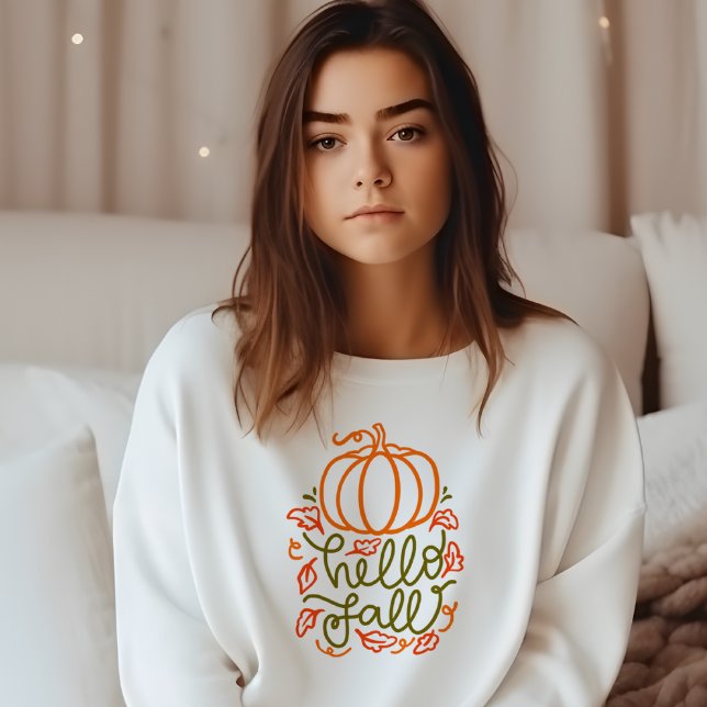 AUTUMN THEMA HELLO FALL PUMPKIN SWEATSHIRT (Von Creator hochgeladen)