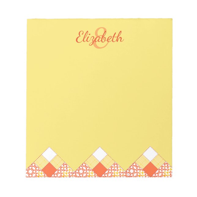 Autumn Tints Quilt Blockmuster Notizblock (Vorderseite)