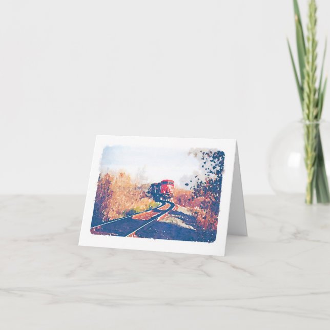 Autumn Train Watercolour Design Notecard Karte (Vorderseite)