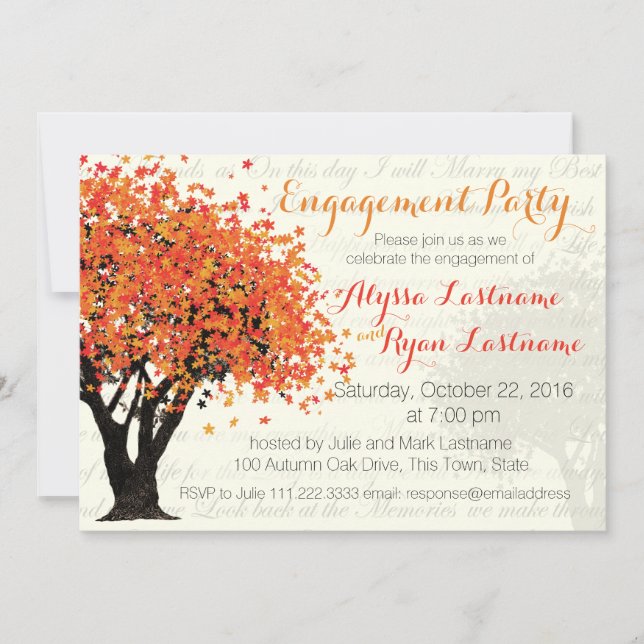 Autumn Tree Engagement Party Einladung (Vorderseite)