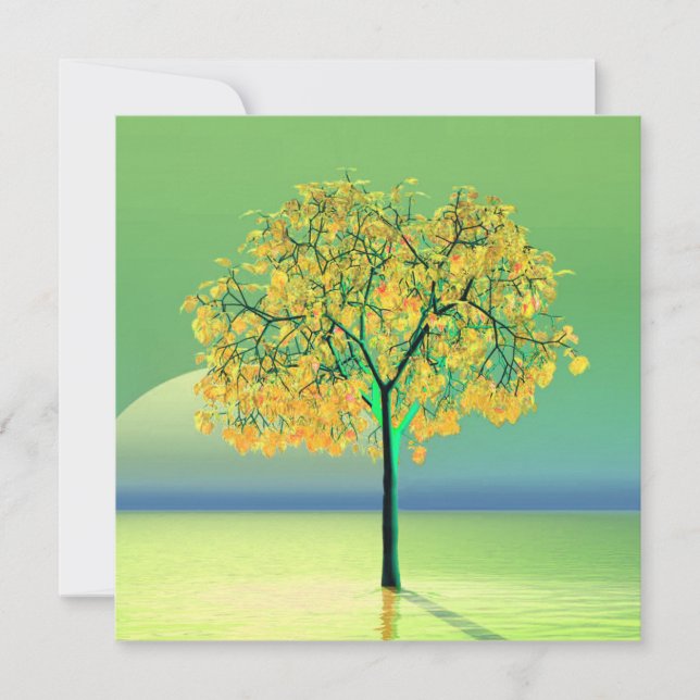 Autumn Tree Sunset Flat Greeting Card Karte (Vorderseite)